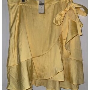 Maeve Anthropologie Skirt Women's Medium Mini Flutter Wrap Skirt Yellow NWT